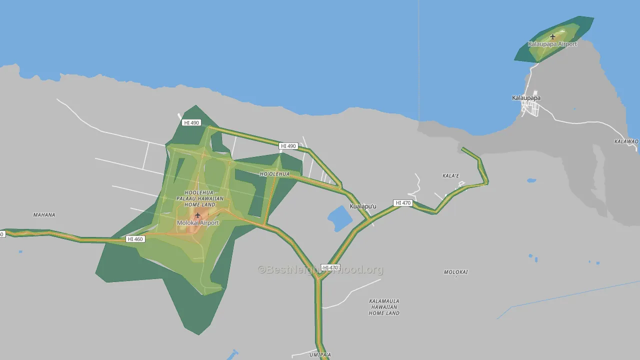 Kualapuu, HI Map of Noise Levels in Kualapuu