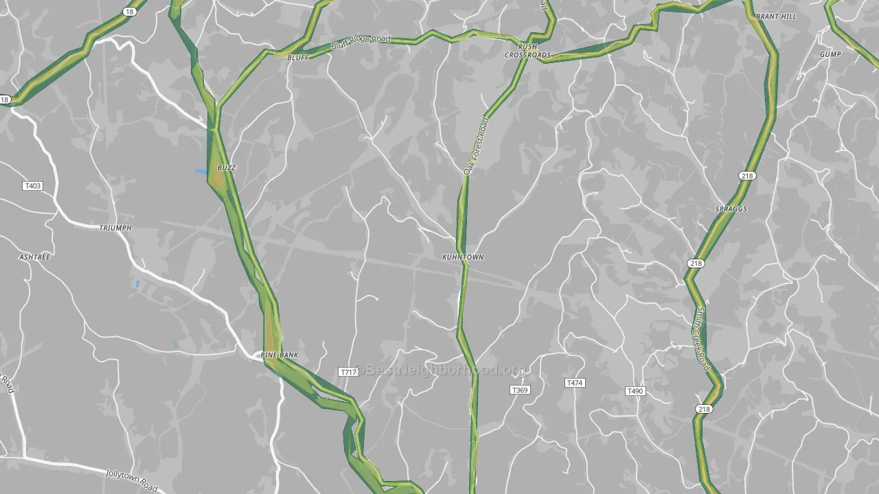 Kuhntown, PA Map of Noise Levels in Kuhntown