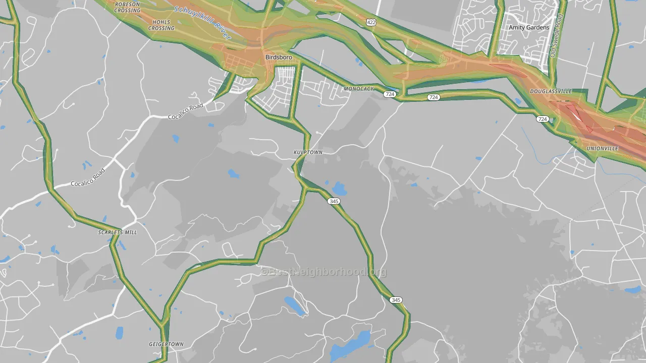 Kulptown, PA Map of Noise Levels in Kulptown