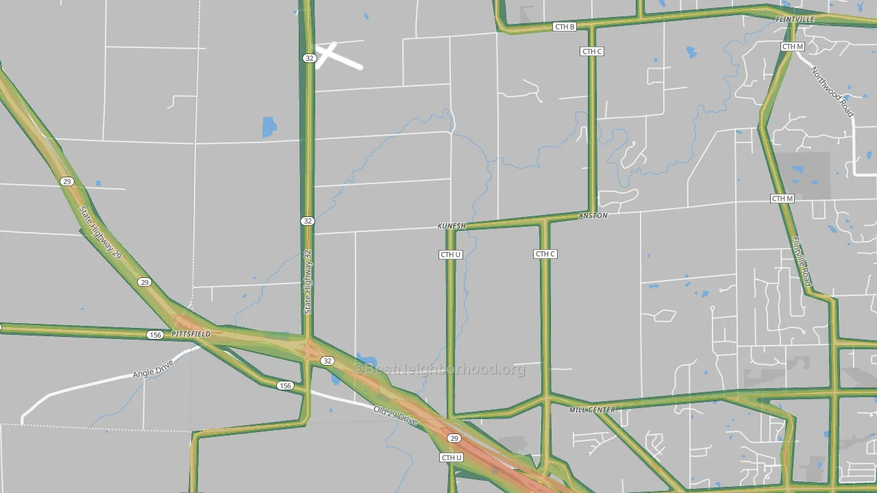 Kunesh, WI Map of Noise Levels in Kunesh