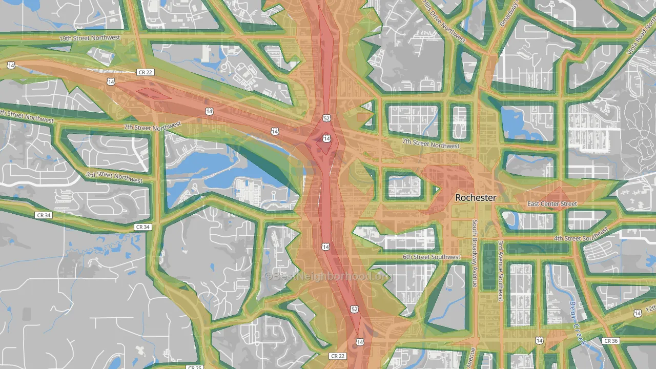 Kutzky Park, Rochester, MN Map of Noise Levels in Kutzky Park