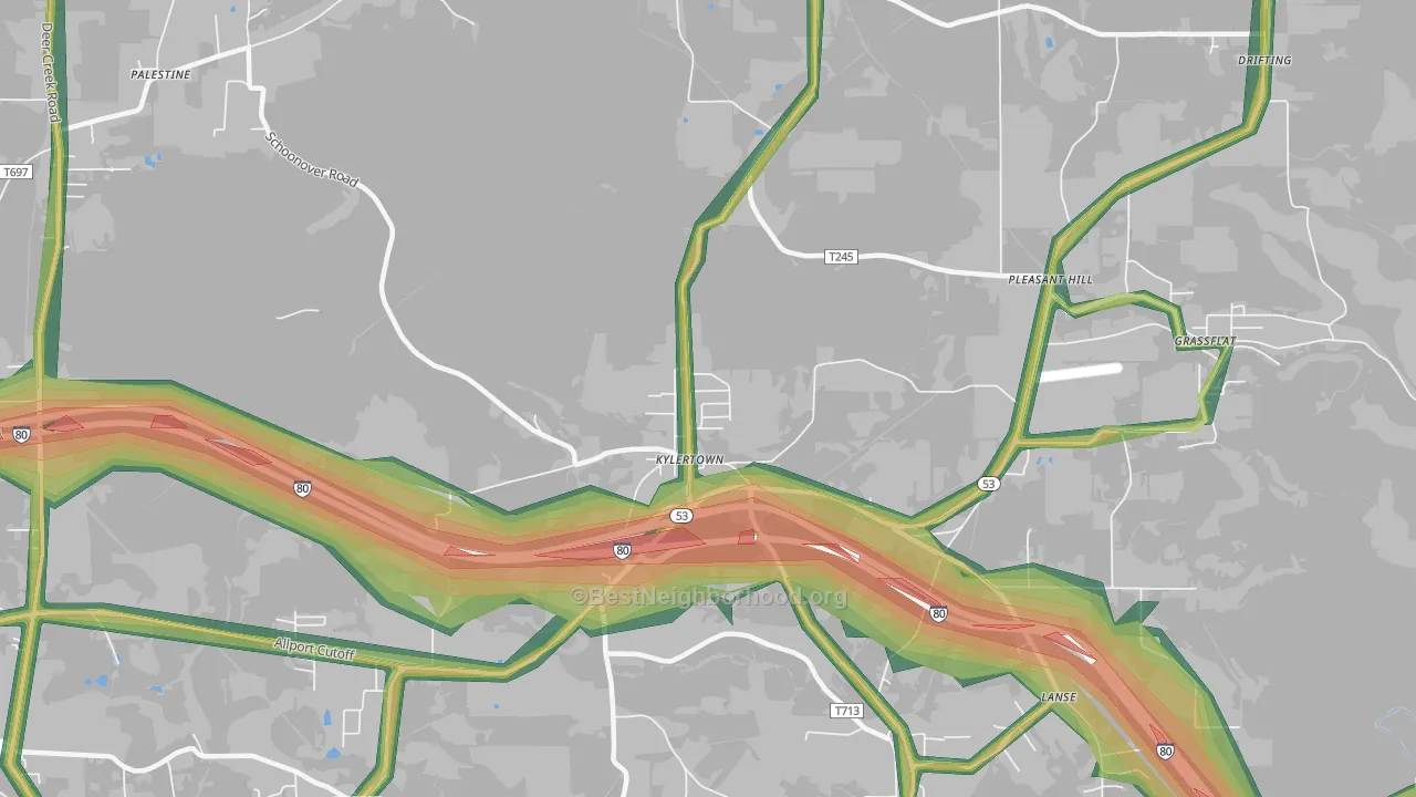 Kylertown, PA Map of Noise Levels in Kylertown