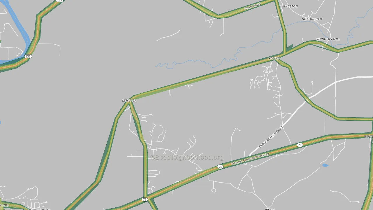 Kymulga, AL Map of Noise Levels in Kymulga