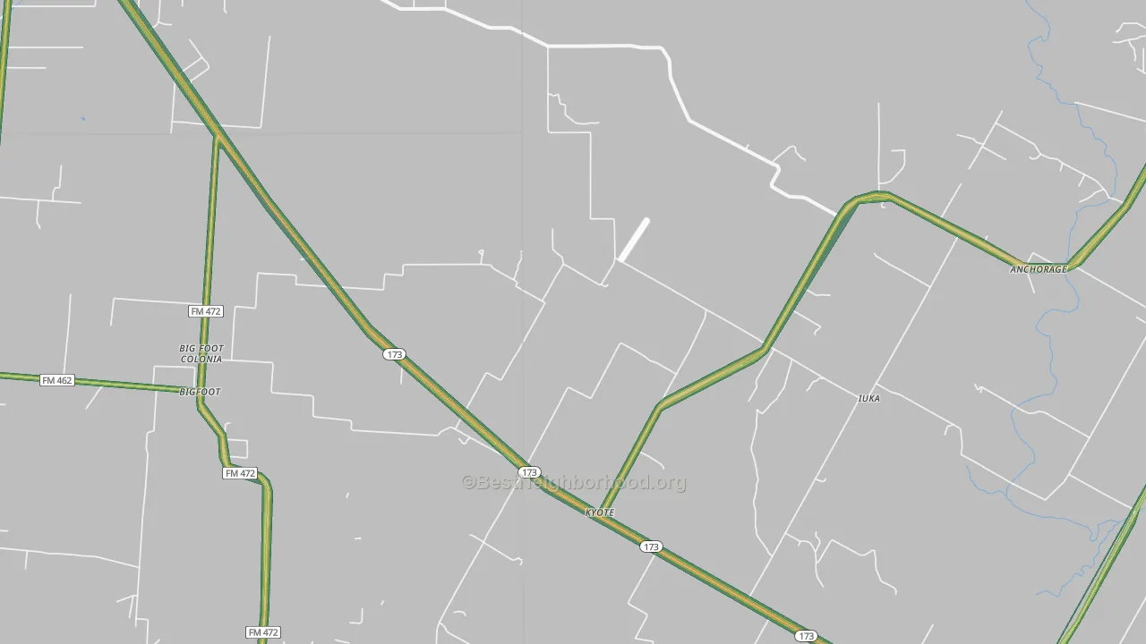 Kyote, TX Map of Noise Levels in Kyote