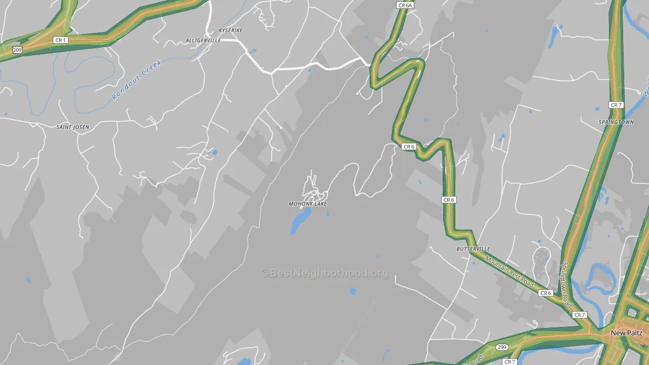 Kyserike, NY Map of Noise Levels in Kyserike