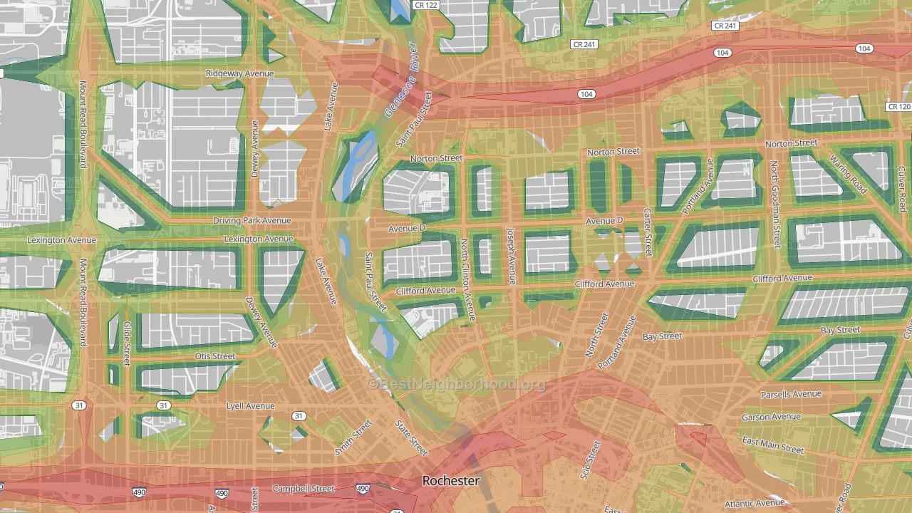 La Avenida, Rochester, NY Map of Noise Levels in La Avenida