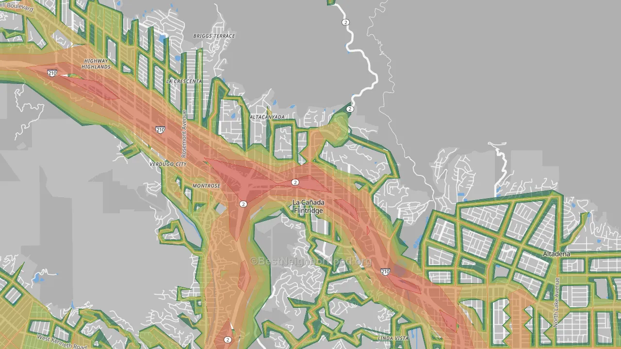 La Canada Flintridge, CA Map of Noise Levels in La Canada Flintridge