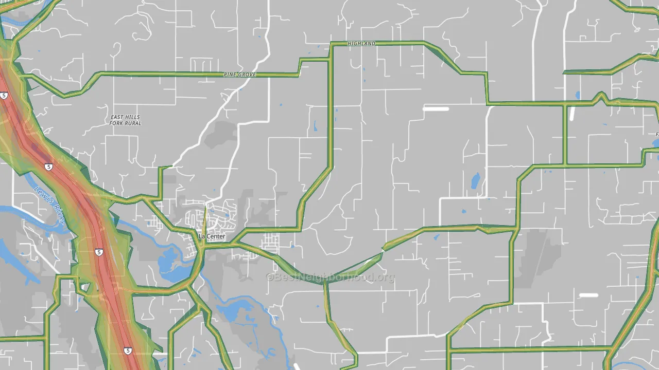 La Center, WA Map of Noise Levels in La Center