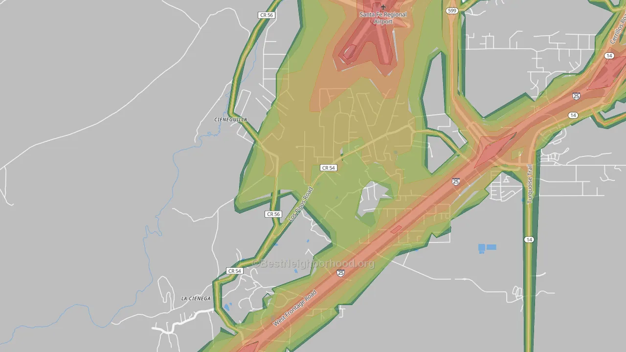 La Cienega, NM Map of Noise Levels in La Cienega