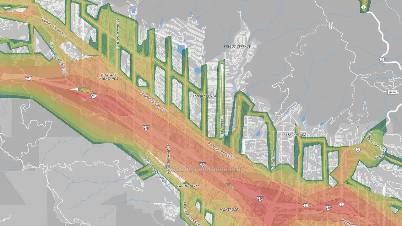 La Crescenta-Montrose, CA Map of Noise Levels in La Crescenta-Montrose