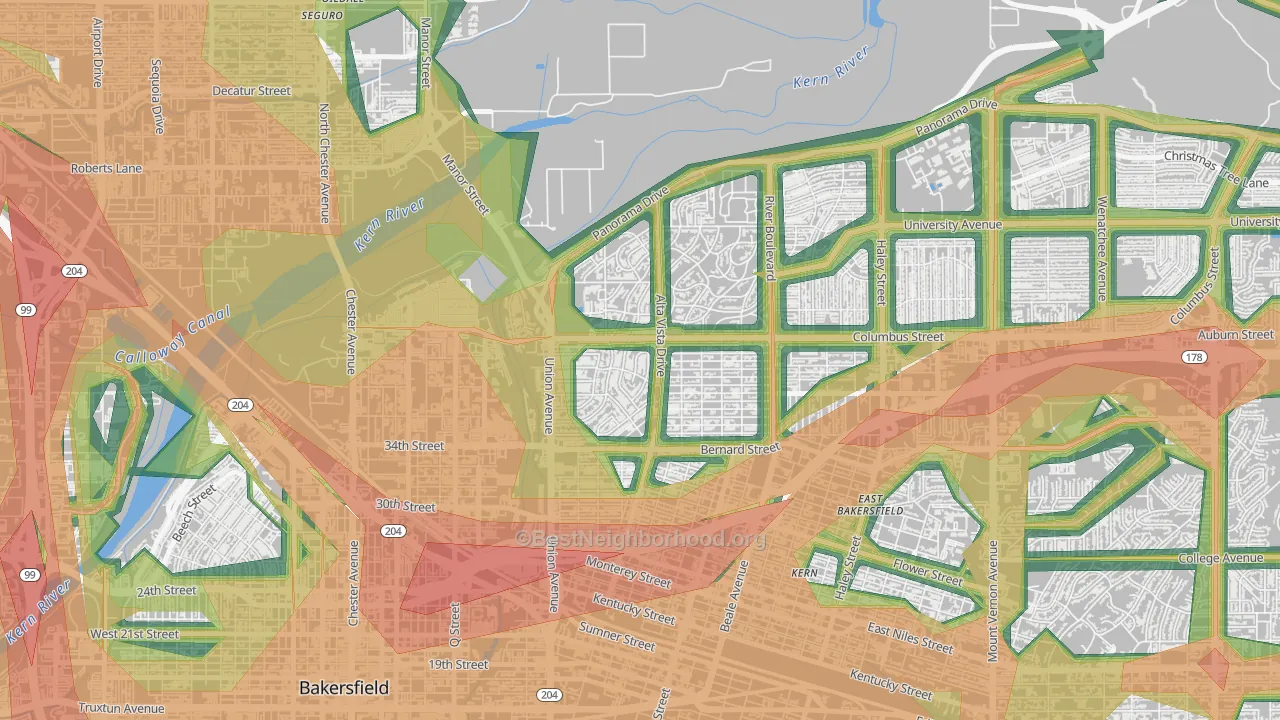 La Cresta-Alta Vista, Bakersfield, CA Map of Noise Levels in La Cresta-Alta Vista