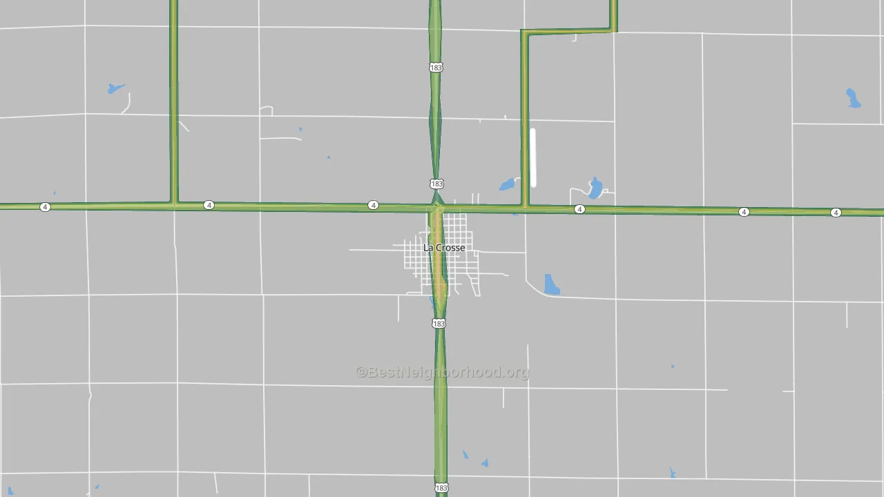 La Crosse, KS Map of Noise Levels in La Crosse