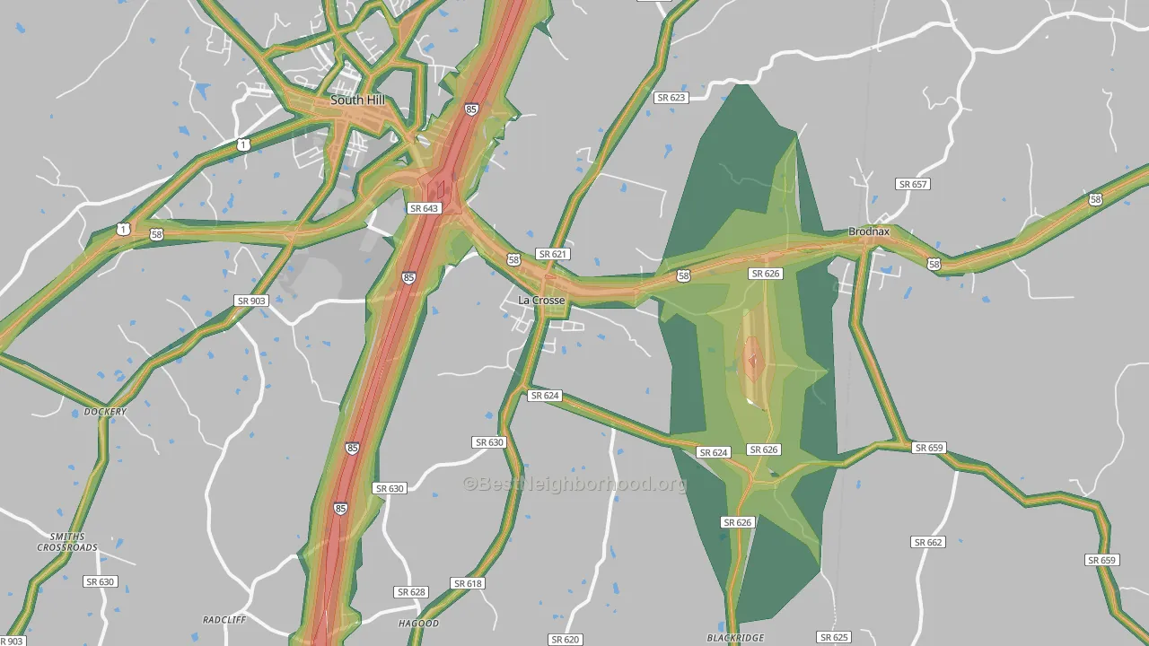 La Crosse, VA Map of Noise Levels in La Crosse