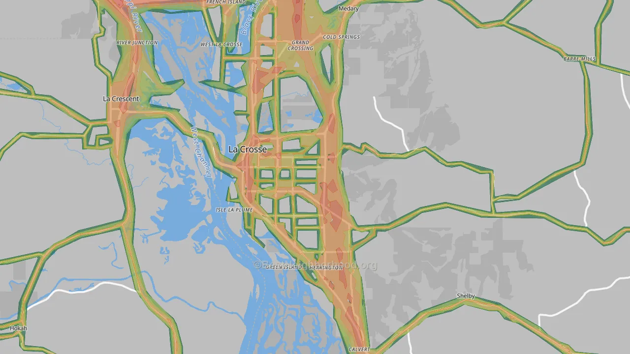 La Crosse, WI Map of Noise Levels in La Crosse