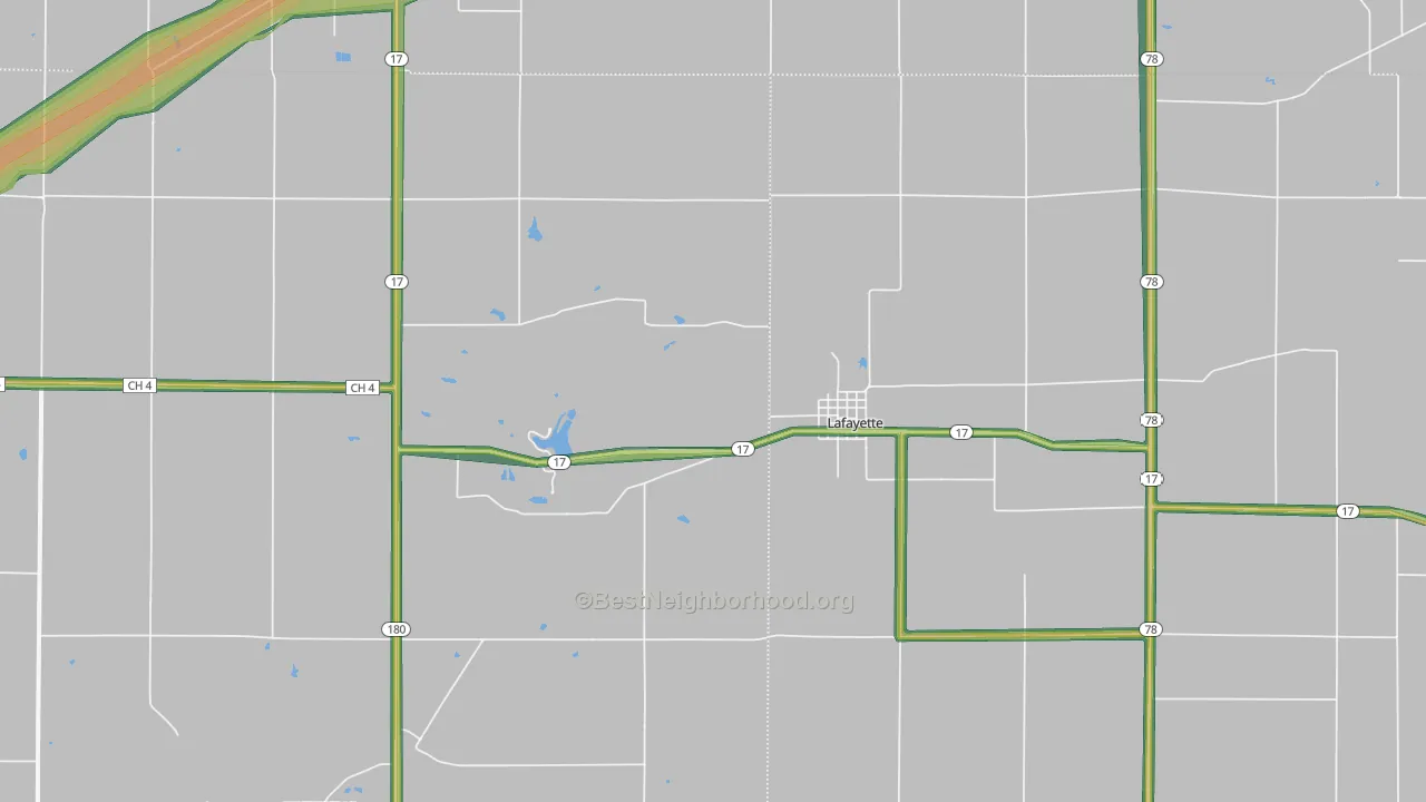 La Fayette, IL Map of Noise Levels in La Fayette