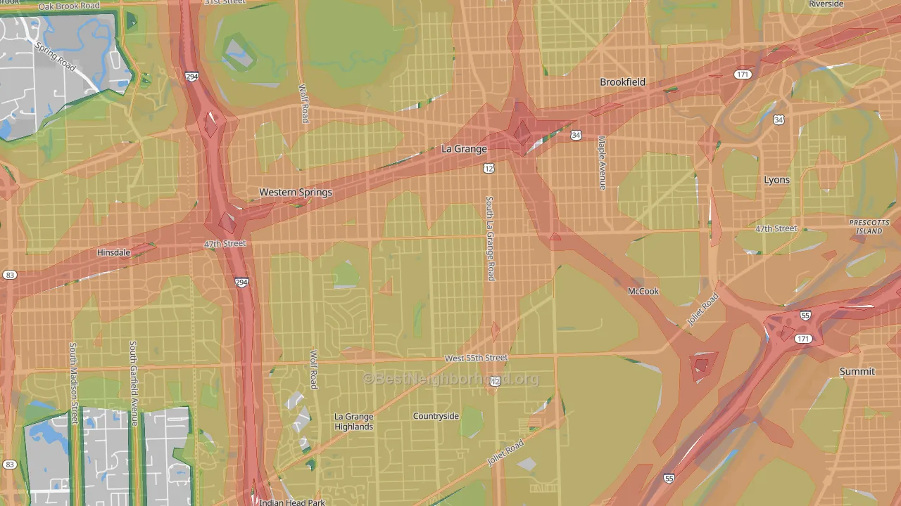 La Grange, IL Map of Noise Levels in La Grange