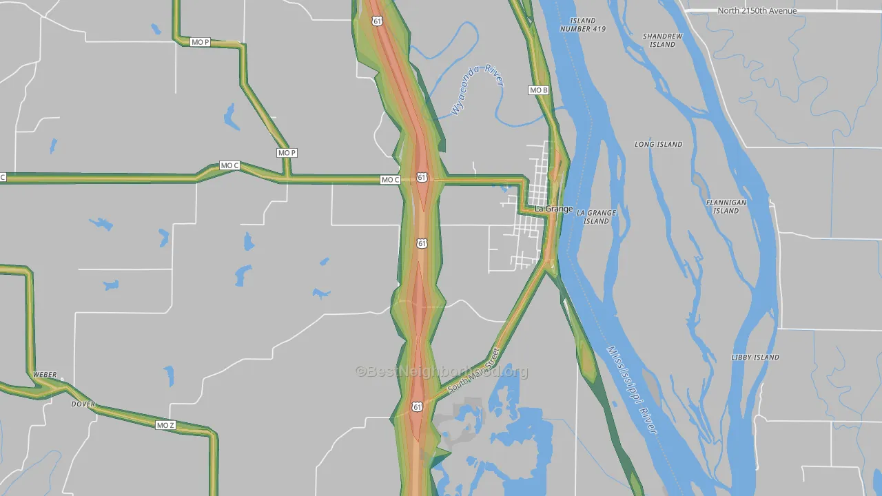 La Grange, MO Map of Noise Levels in La Grange