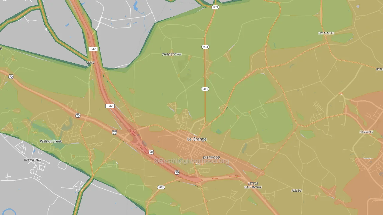 La Grange, NC Map of Noise Levels in La Grange