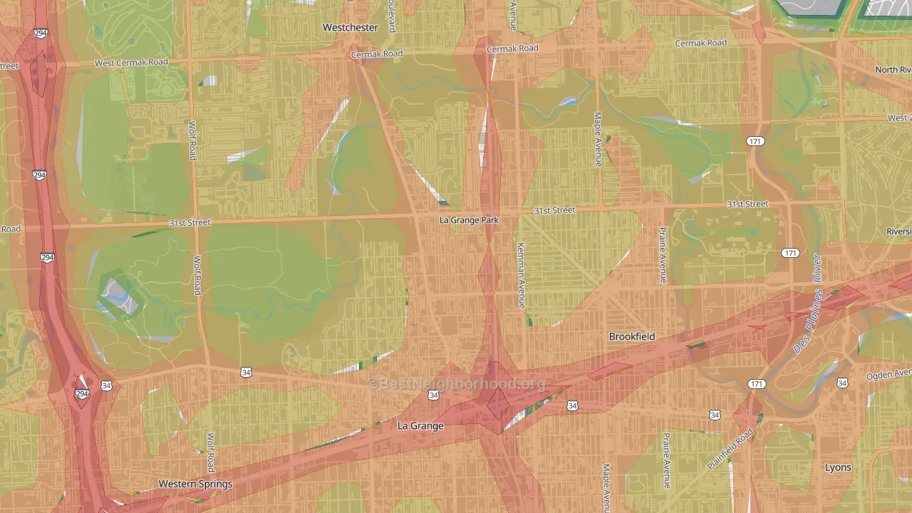 La Grange Park, IL Map of Noise Levels in La Grange Park