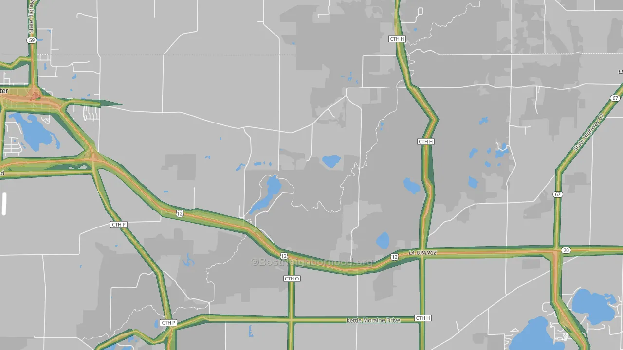 La Grange, WI Map of Noise Levels in La Grange
