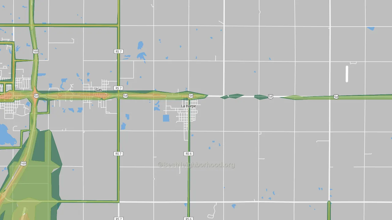La Harpe, KS Map of Noise Levels in La Harpe