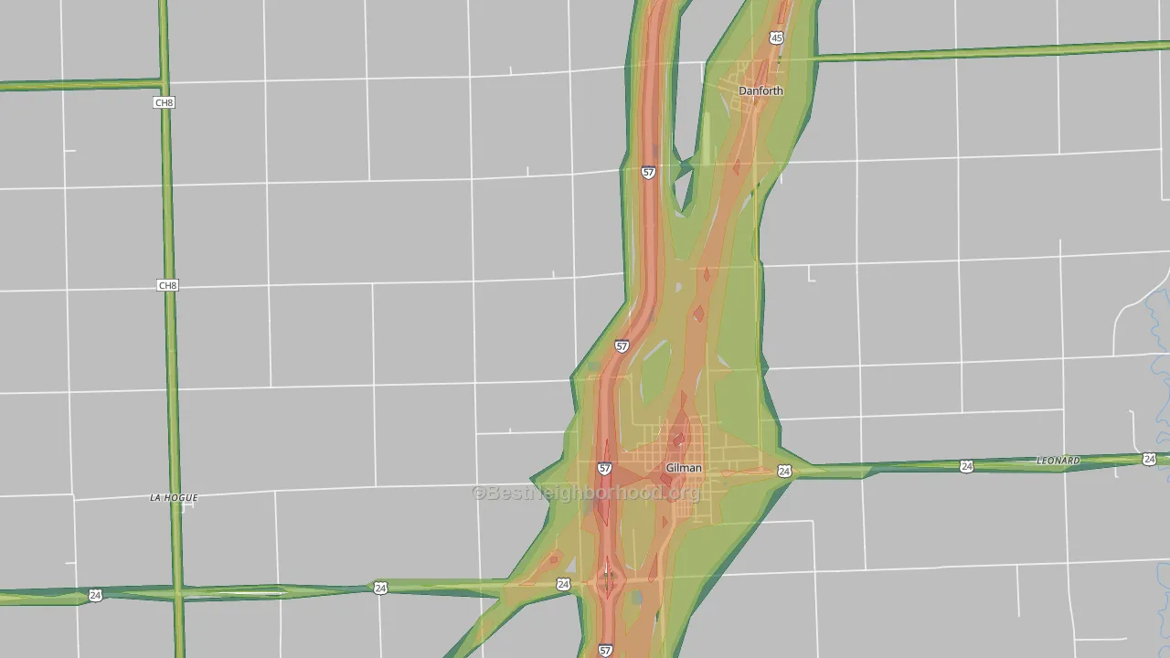 La Hogue, IL Map of Noise Levels in La Hogue