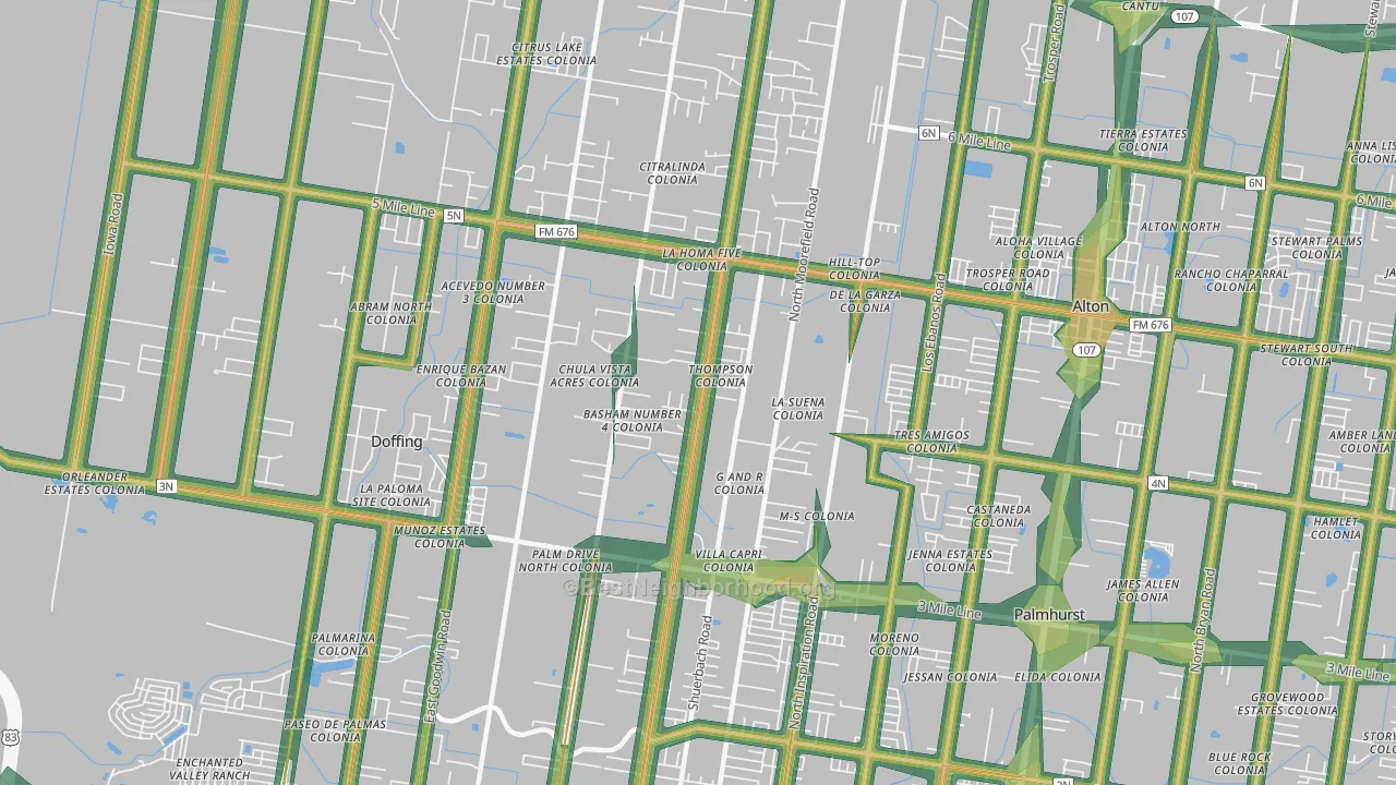 La Homa, Mission, TX Map of Noise Levels in La Homa