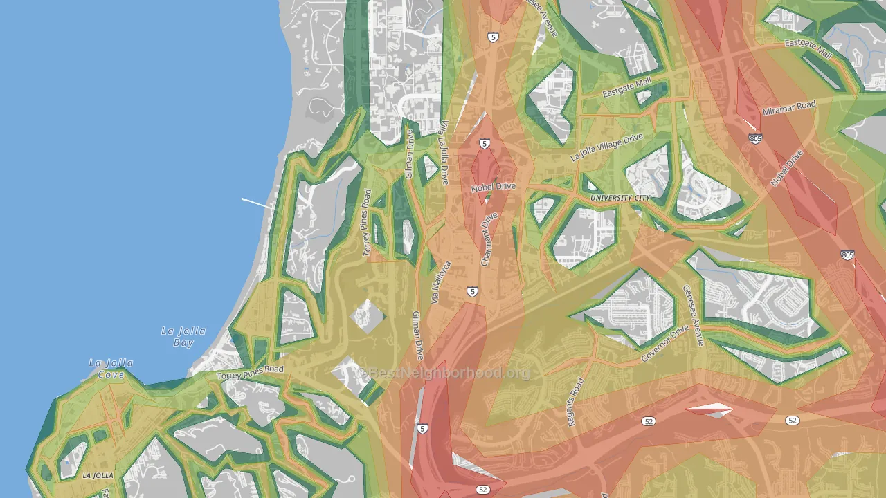 La Jolla Village, La Jolla, CA Map of Noise Levels in La Jolla Village