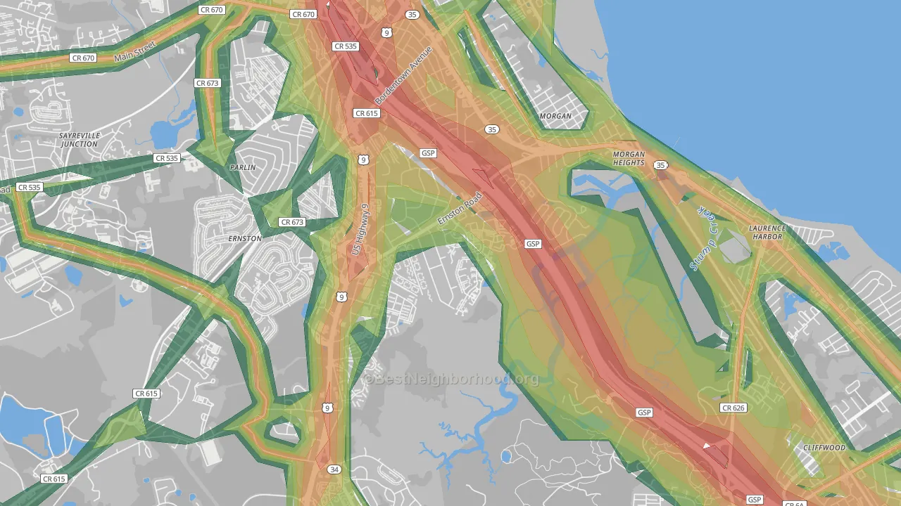 La Mer, Parlin, NJ Map of Noise Levels in La Mer