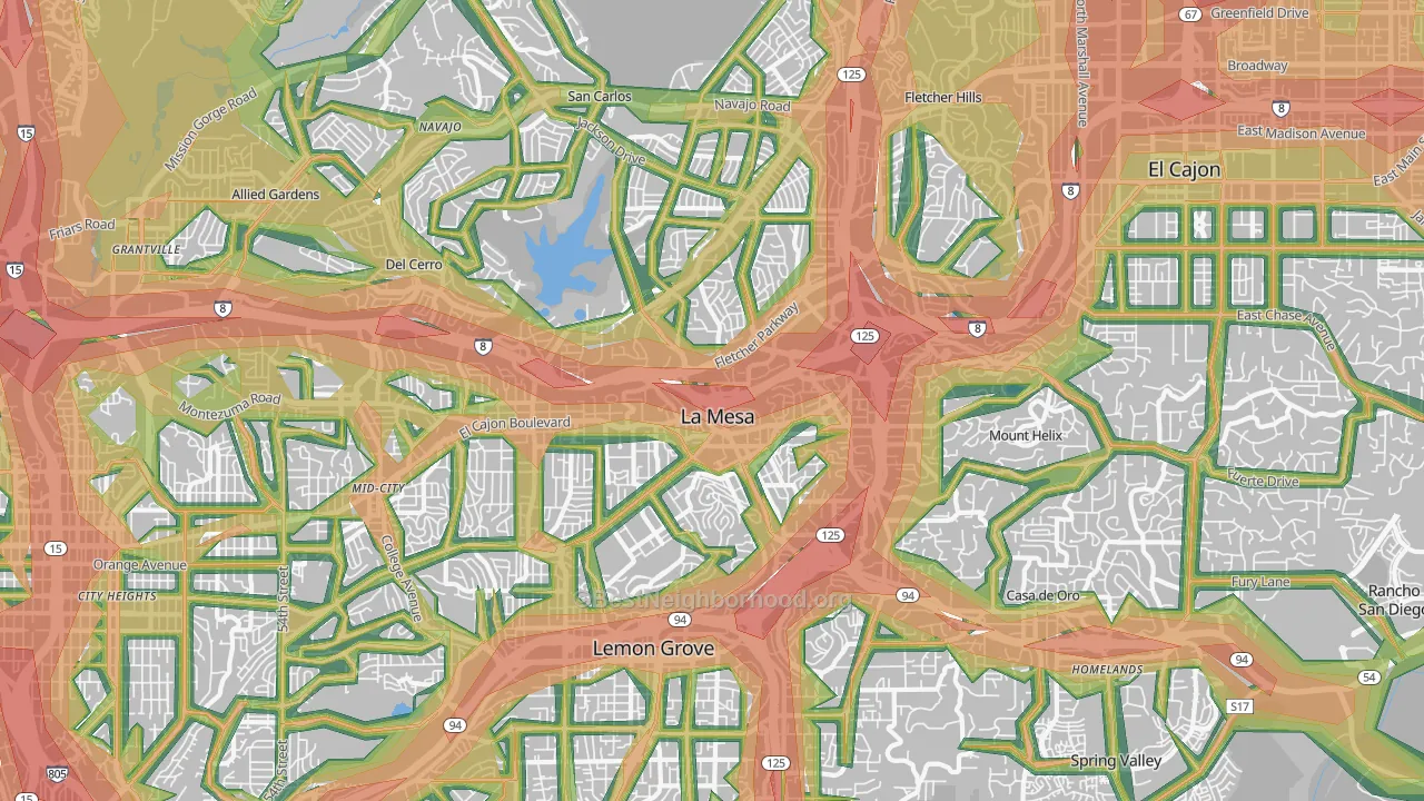 La Mesa, CA Map of Noise Levels in La Mesa