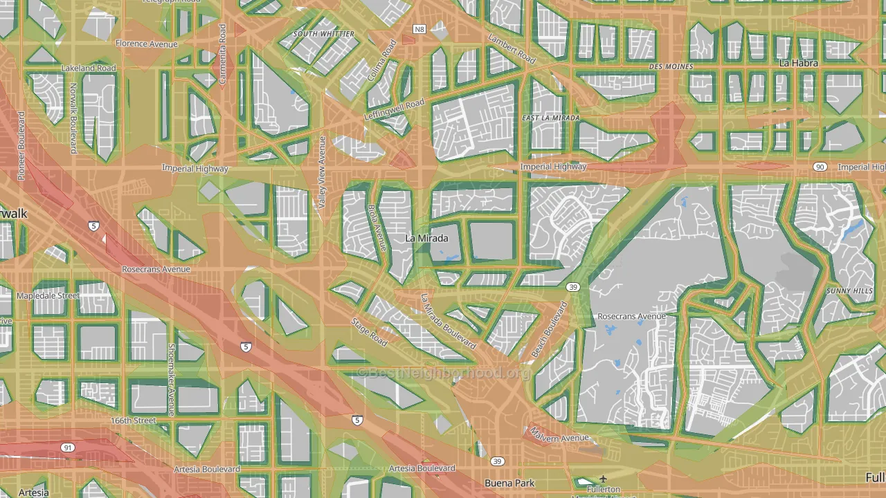 La Mirada, CA Map of Noise Levels in La Mirada
