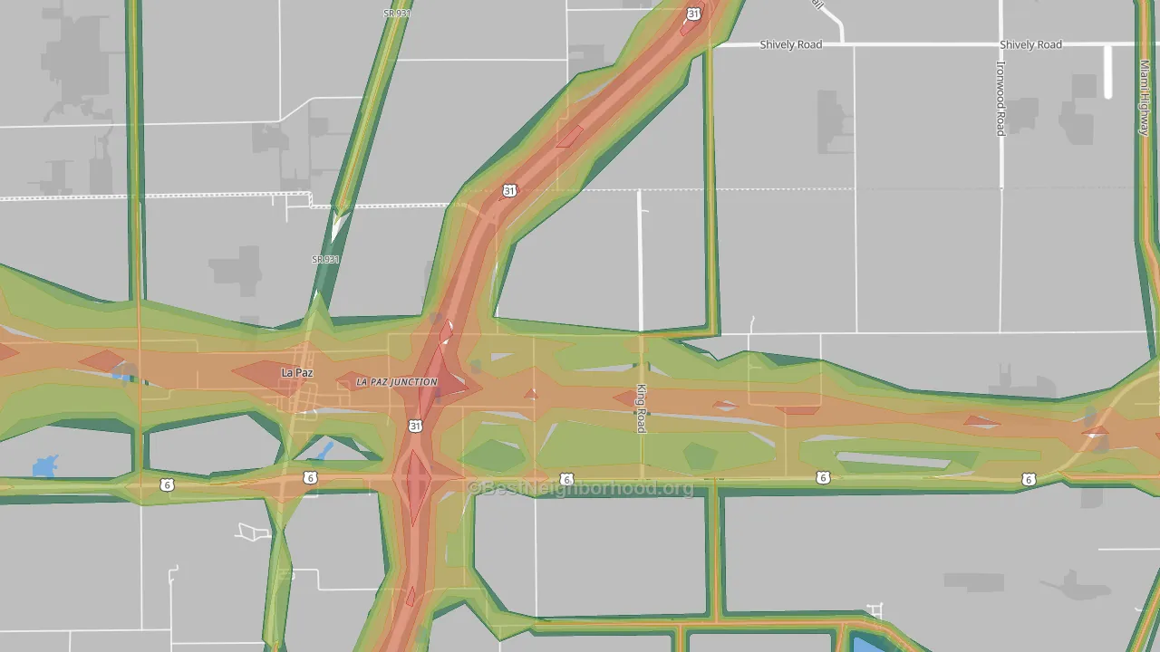 La Paz Junction, IN Map of Noise Levels in La Paz Junction