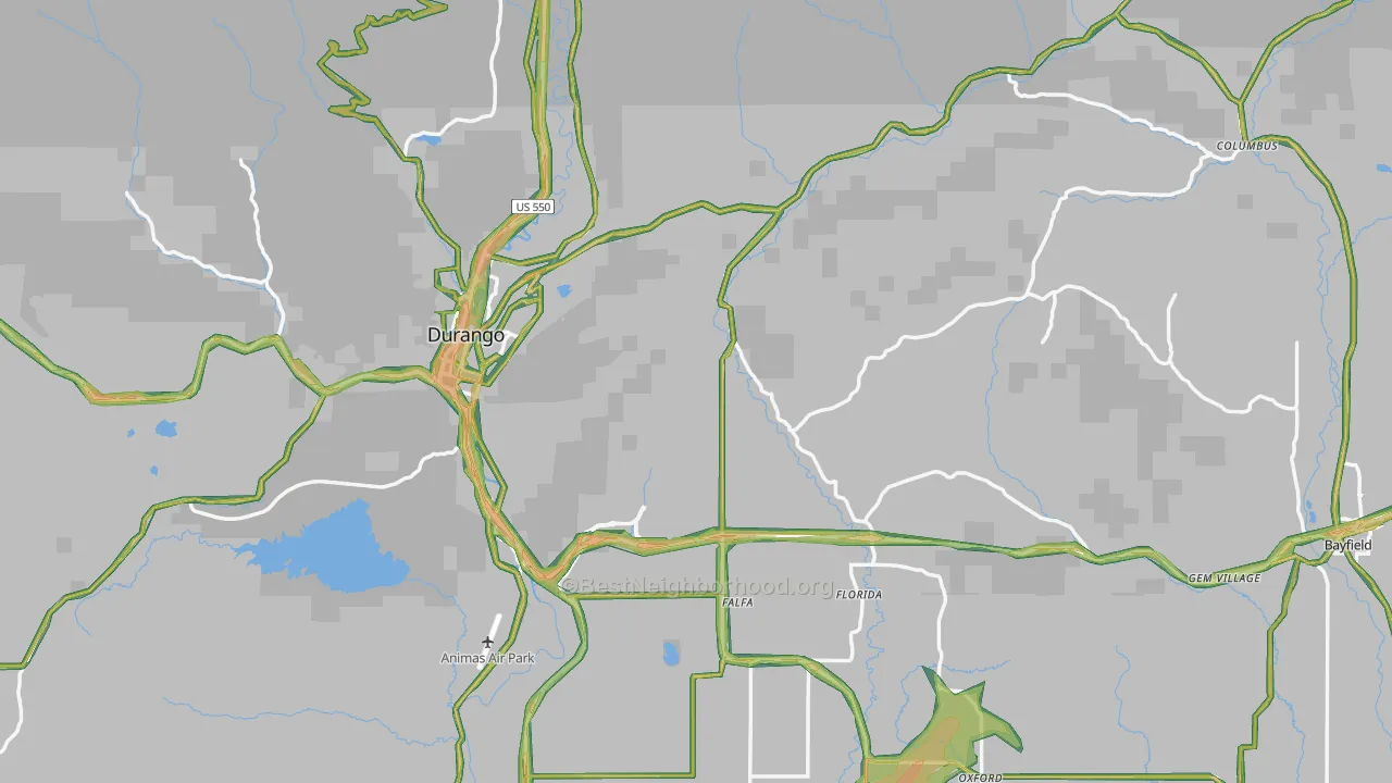 La Plata County, CO Map of Noise Levels in La Plata County