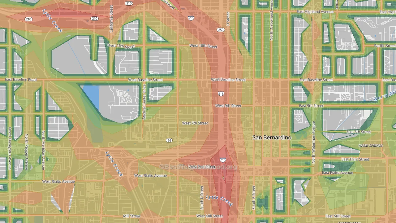 La Plaza, San Bernardino, CA Map of Noise Levels in La Plaza
