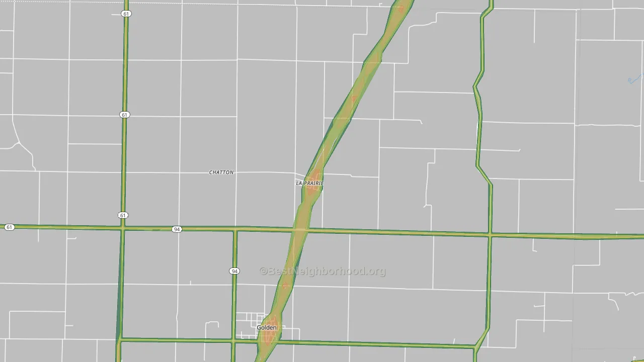 La Prairie, IL Map of Noise Levels in La Prairie