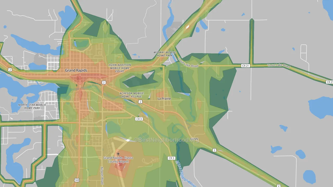 La Prairie, MN Map of Noise Levels in La Prairie