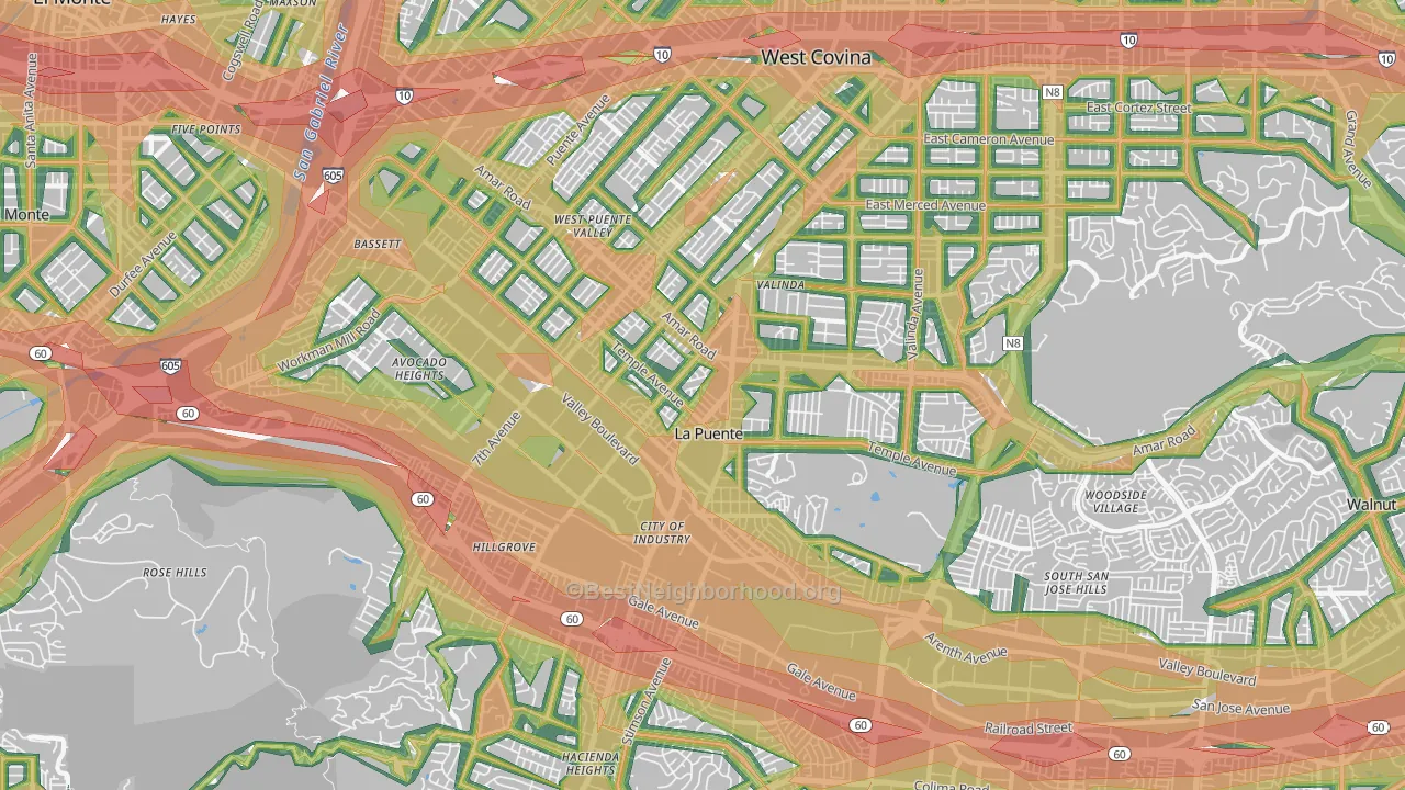La Puente, CA Map of Noise Levels in La Puente