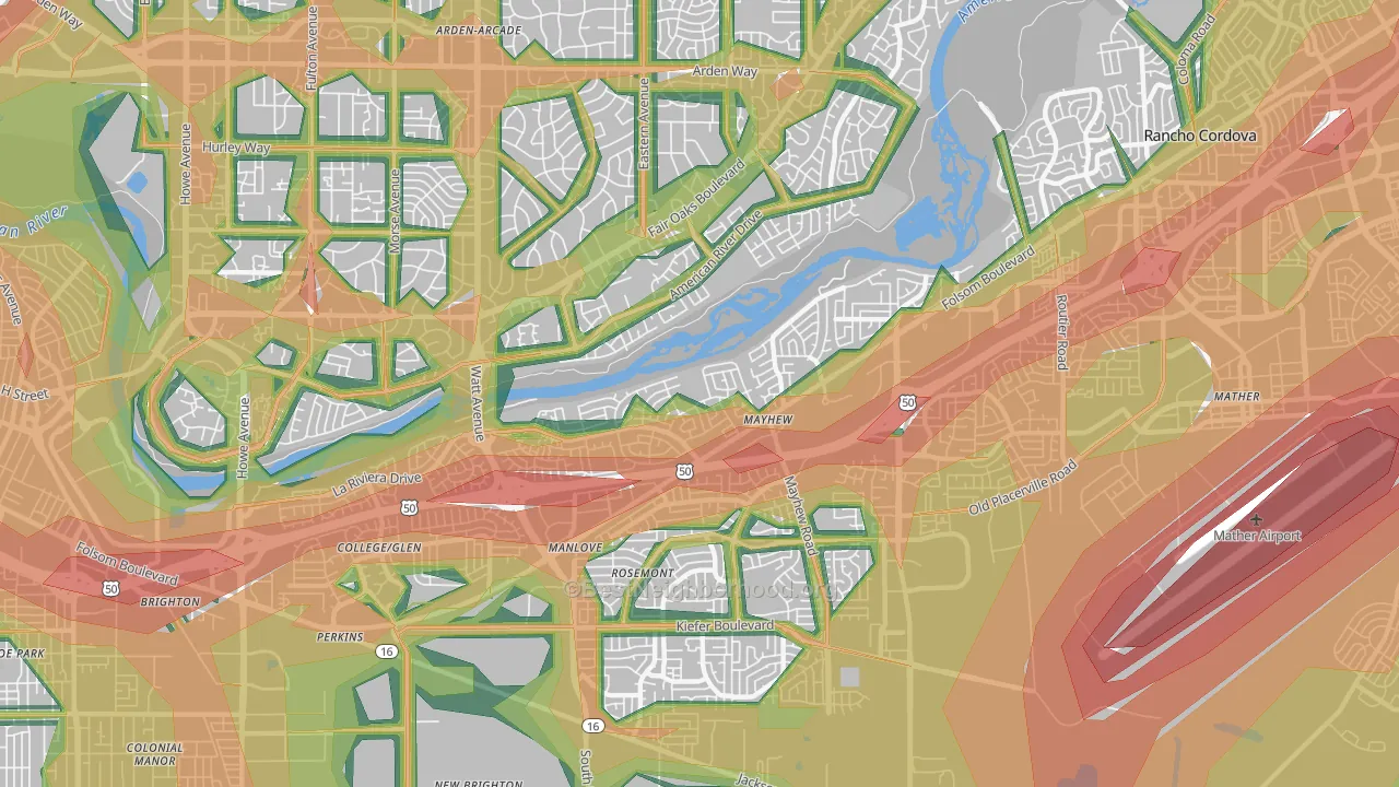 La Riviera, CA Map of Noise Levels in La Riviera