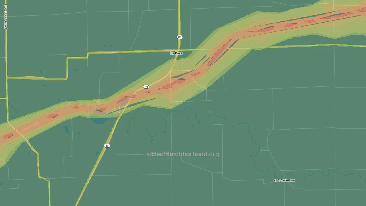 La Rose, IL Map of Noise Levels in La Rose