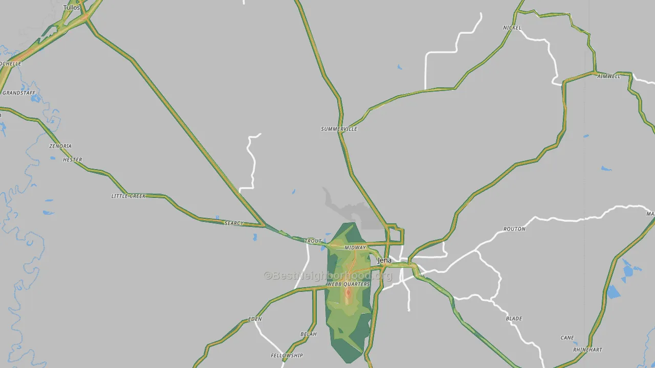 LaSalle Parish, LA Map of Noise Levels in LaSalle Parish