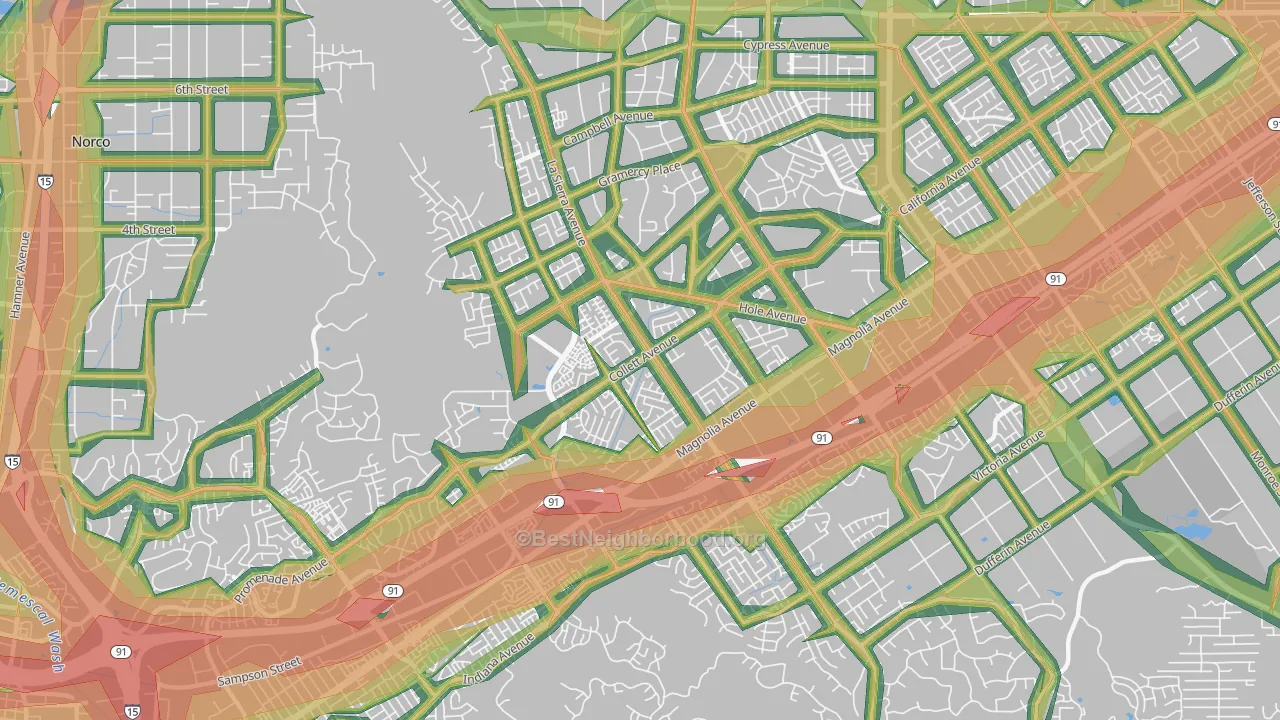 La Sierra, Riverside, CA Map of Noise Levels in La Sierra