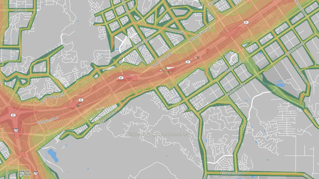 La Sierra South, Riverside, CA Map of Noise Levels in La Sierra South