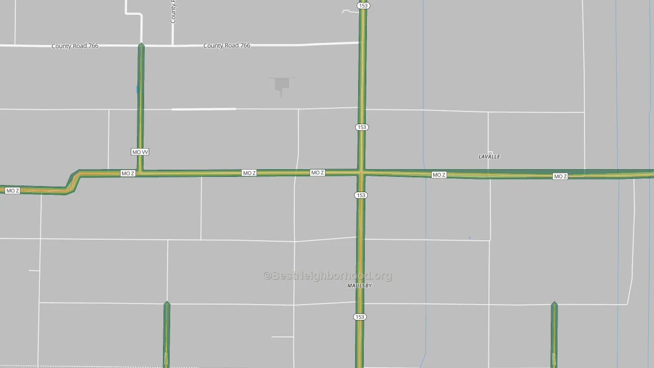 La Valle, MO Map of Noise Levels in La Valle