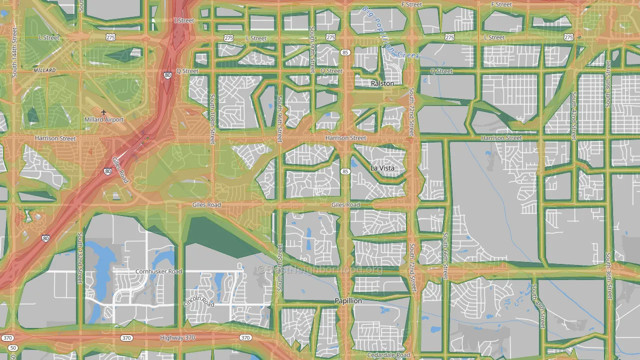 La Vista, NE Map of Noise Levels in La Vista