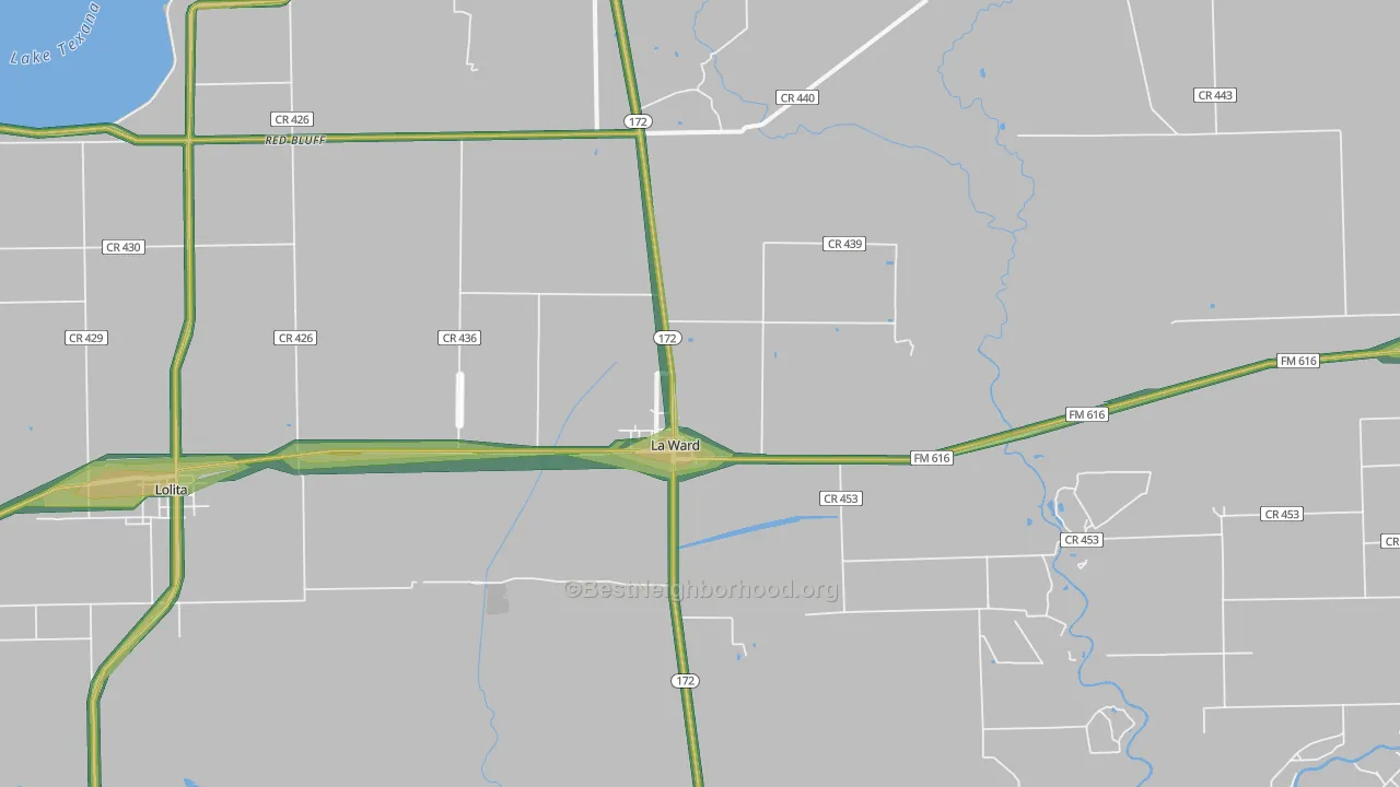 La Ward, TX Map of Noise Levels in La Ward