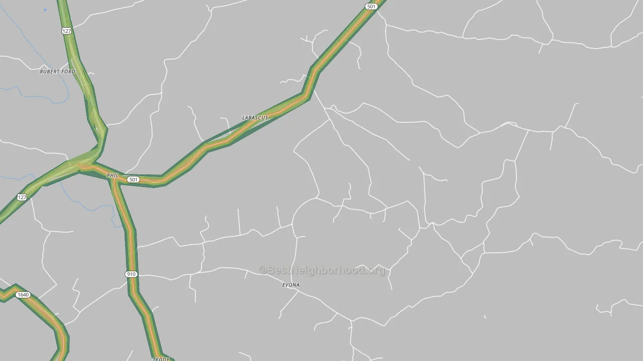 Labascus, KY Map of Noise Levels in Labascus
