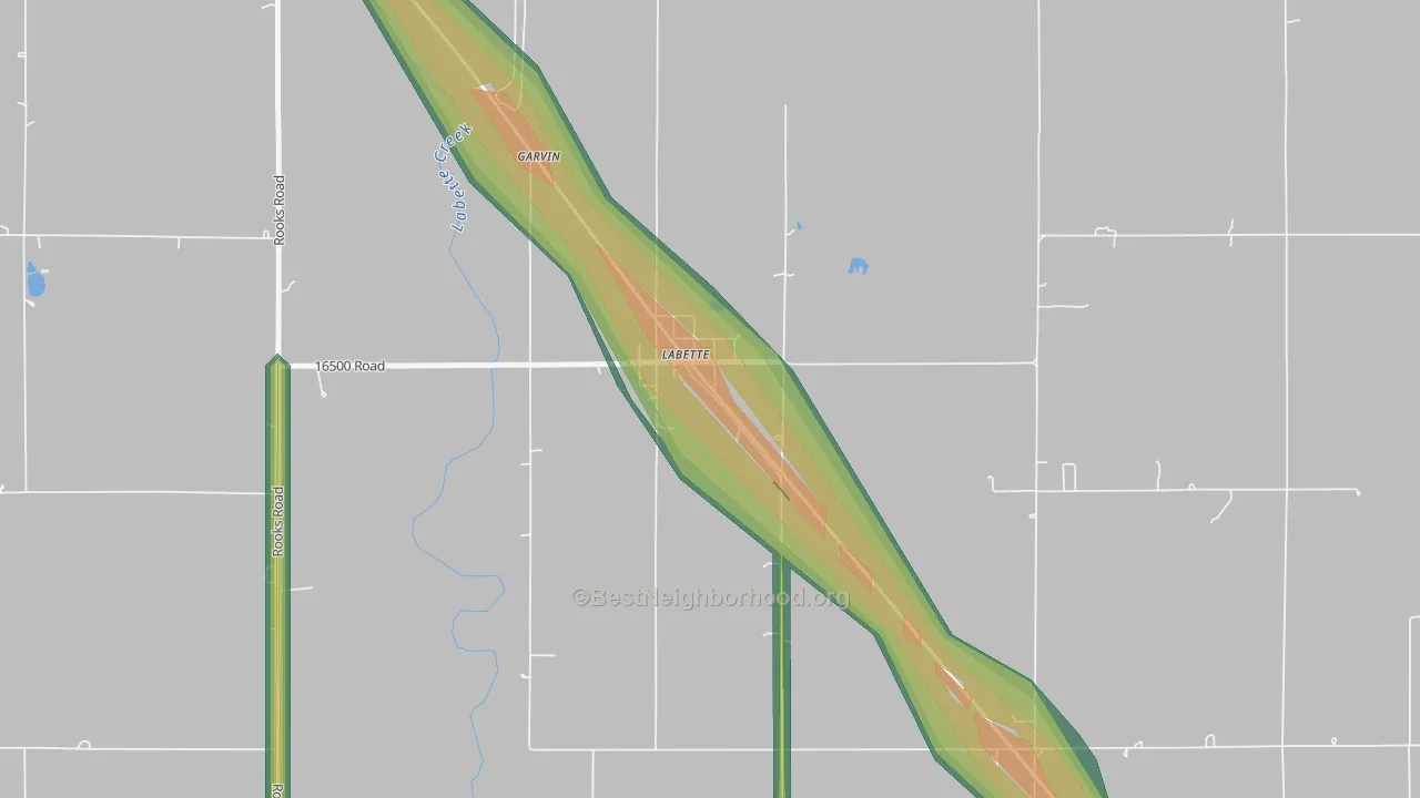 Labette, KS Map of Noise Levels in Labette