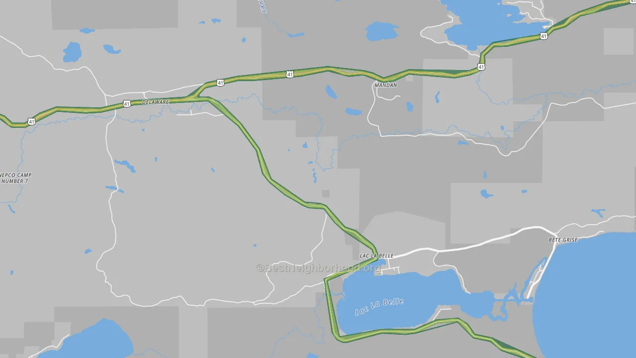 Lac La Belle, MI Map of Noise Levels in Lac La Belle