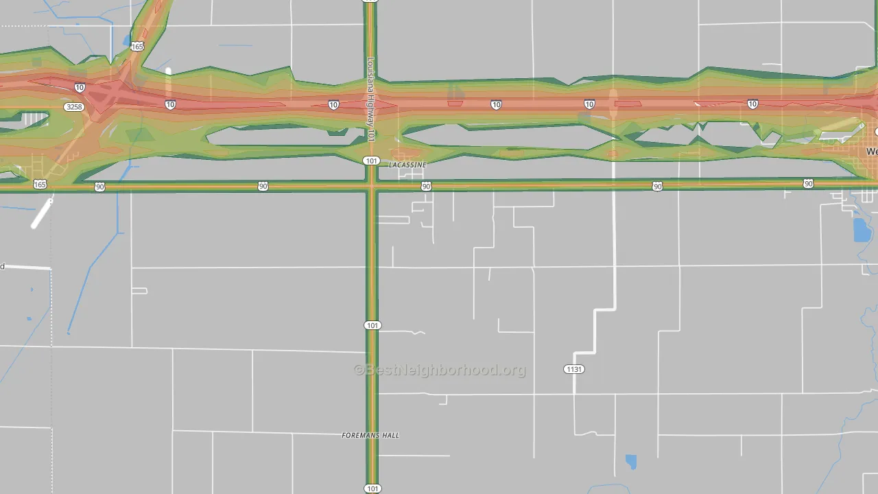 Lacassine, LA Map of Noise Levels in Lacassine