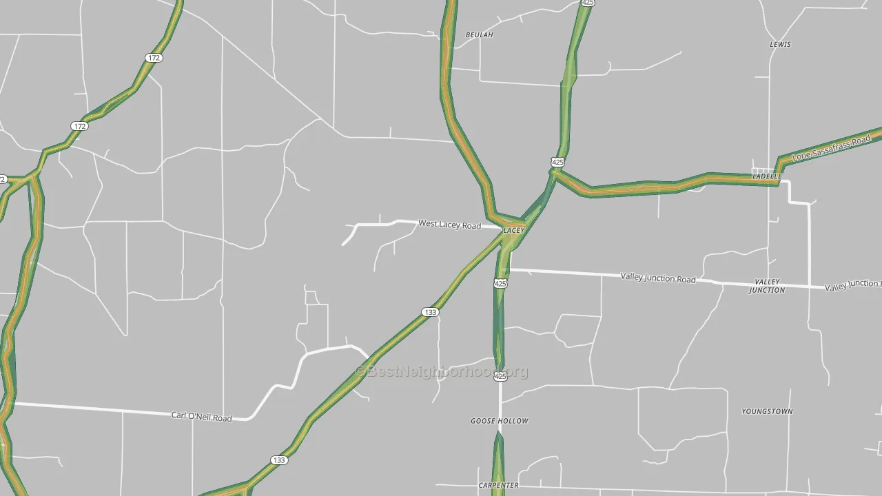 Lacey, AR Map of Noise Levels in Lacey